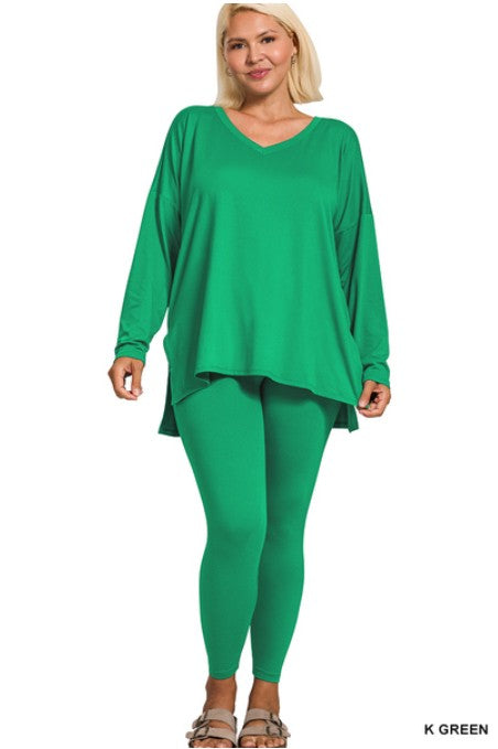 V-NECK Long Sleeve Leggings Set