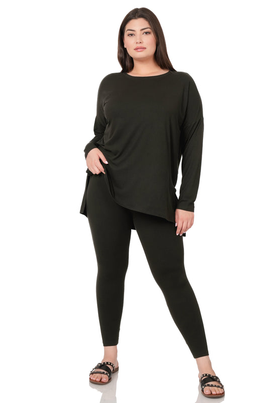 Crew Neck 2pc Long Sleeve Leggings Set