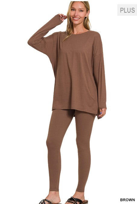 Crew Neck 2pc Long Sleeve Leggings Set