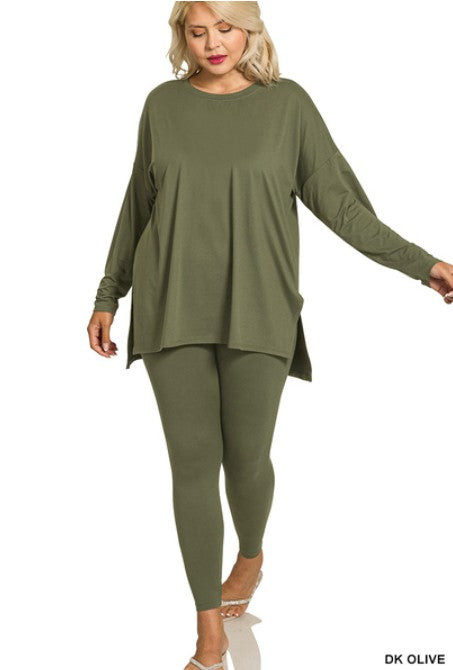 Crew Neck 2pc Long Sleeve Leggings Set