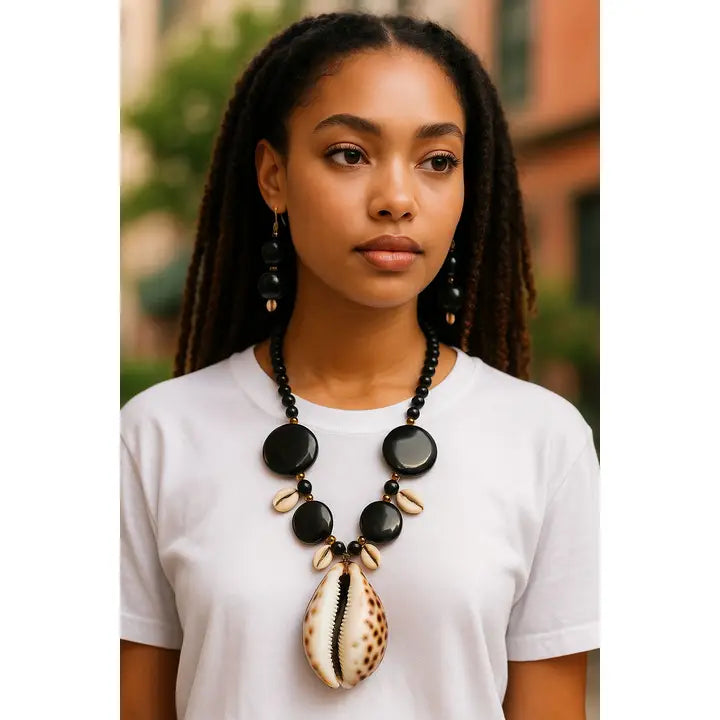 Cowrie Shell Necklace & Earrings Set