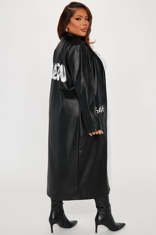 Queen Things Faux Leather duster