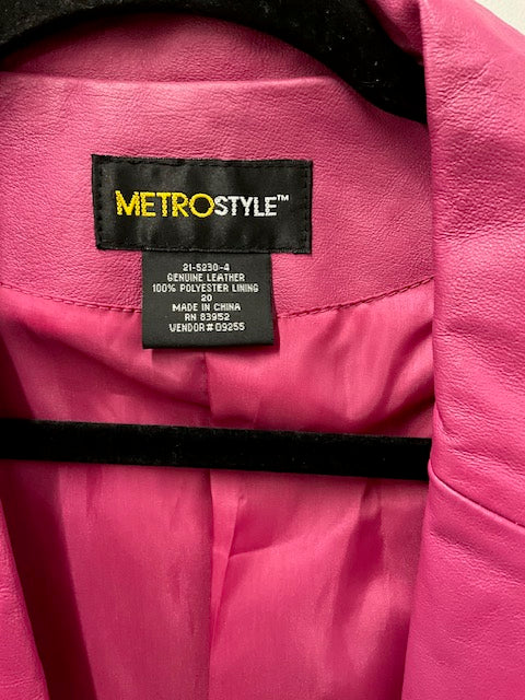 Cropped Fuchsia Leather Jacket