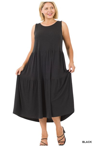 Sleeveless Tiered Dress (Black Only)