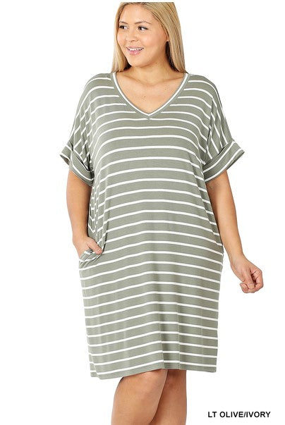 Short Sleeve V-neck T-shirt Dress