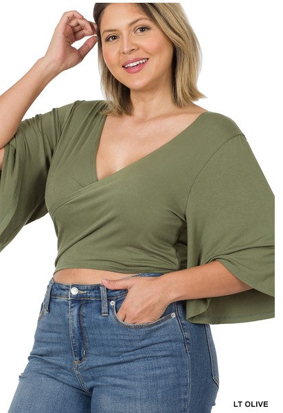 Olive Wrap Top